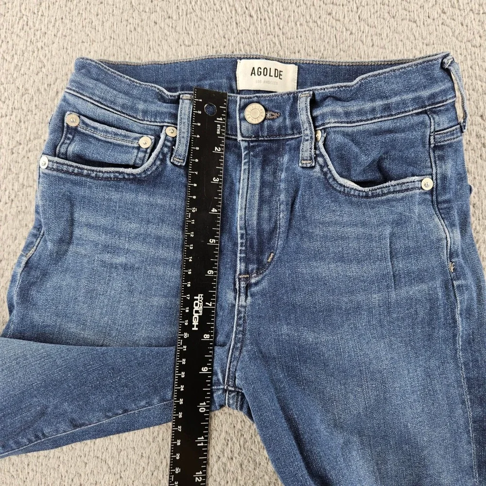 AGOLDE Sophie High Rise Skinny Jeans Womens 25‎ Dark Indigo Blue Distressed